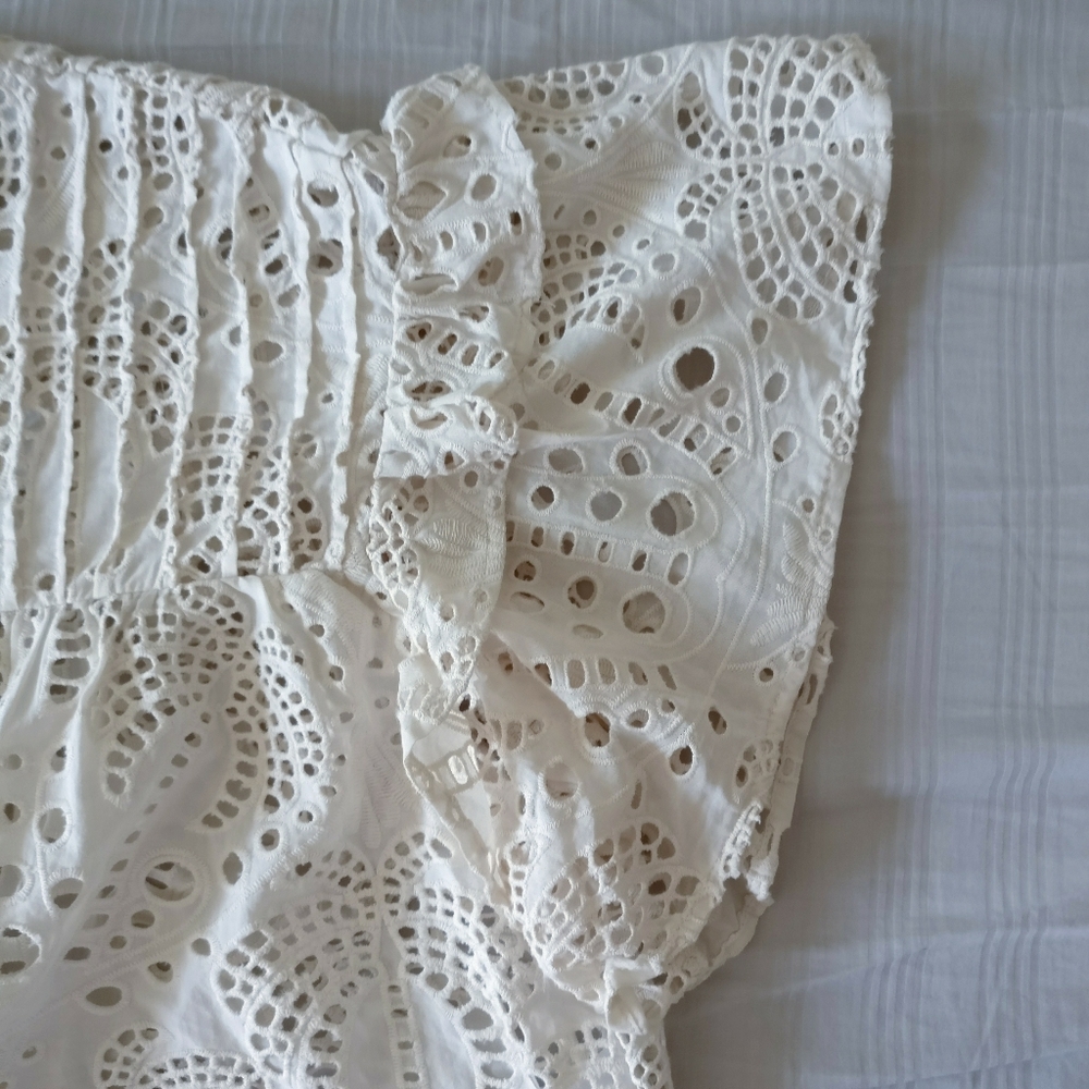 NWT Farm Rio Palm Tree Richelier Lace Eyelet Blouse XS - Picture 11 of 16